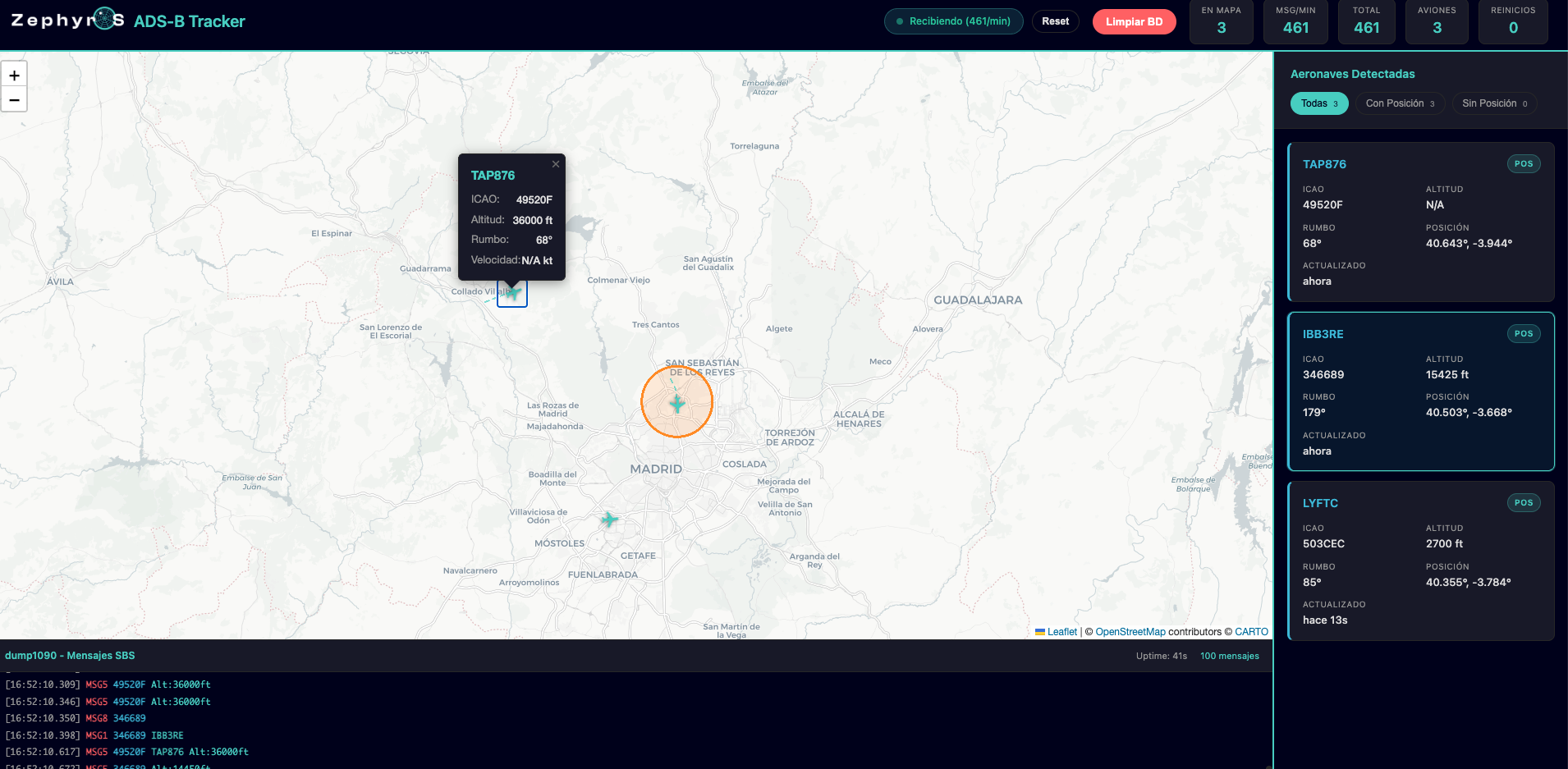 Tráfico ADS-B en ZephyrOS
